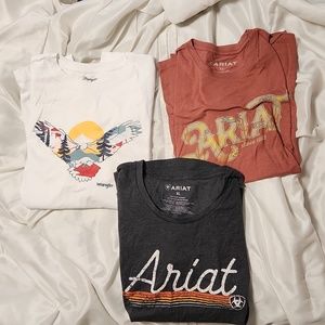 Womens ariat and wrangler shirt. Size xl all three